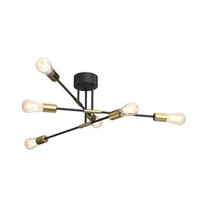 Luster na tyči FLAME 6xE27/60W/230V čierna/zlatá 3907 vyobraziť