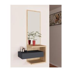 Nástenné zrkadlo s policou STELLA 90x49 cm hnedá/antracit 550ARN1303 vyobraziť