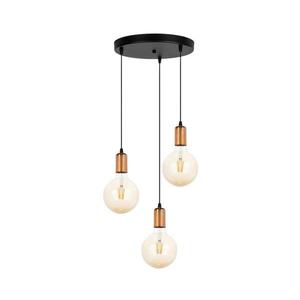 Luster na lanku MIROS 3xE27/60W/230V guľatý čierna/medená 0070 vyobraziť