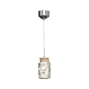 142030 - LED Luster na lanku SHOCK LED/5W/230V lesklý chróm/drevo 142030 vyobraziť