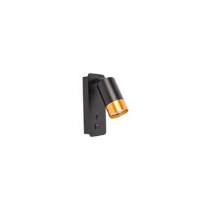 Nástenné bodové svietidlo s USB nabíjačkou 1xGU10/35W/230V čierna/zlatá BEDROOM LIGHT BLACK-GOLD USB vyobraziť