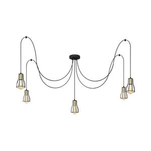 Luster na lanku TUBE 5xE27/15W/230V pavúk čierna/zlatá W-KM 1924/5K BK+GO+BK vyobraziť