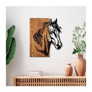 Nástenná dekorácia 48x58 cm kôň drevo/kov 891TNL2371 vyobraziť