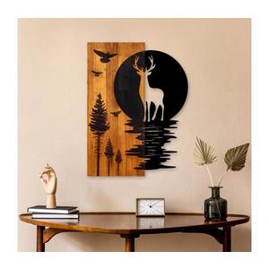 Nástenná dekorácia 43x58 cm jeleň a mesiac drevo/kov 899SKL2675 vyobraziť