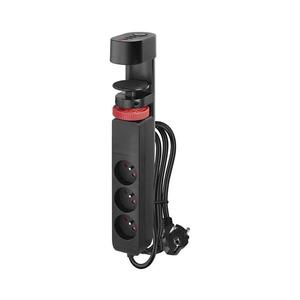 Predlžovací kábel s uchytením na stôl 3Z + 3xUSB 1, 5m čierna P1311PD vyobraziť