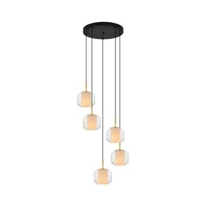 Zuma Line 003064-034743-Luster na lanku SOLIX 5xE27/25W/230V pr.73 cm zlatá/čierna 003064-034743 vyobraziť