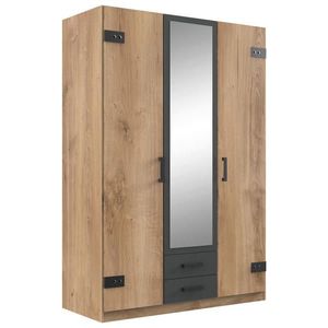 Stylife SKRIŇA SO ZRKADLOM, grafitová, priebežná dubová škárovka, 135/199/58 cm vyobraziť