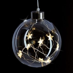 Solight LED vianočná gula sklenená, 10LED, 2x AA, IP20, 1V204 vyobraziť