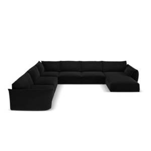 Čierna zamatová rohová pohovka (ľavý roh/do "U") Vanda – Mazzini Sofas vyobraziť