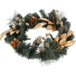 Vianočný veniec Berry and pinecone zlatá, 45 x 10 x 39 cm vyobraziť