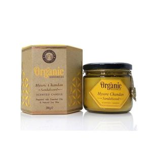 Prírodná vonná sójová sviečka 200g v jantárovom skle, Mysore Chandan - Sandalwood vyobraziť