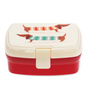 Červený/krémový detský desiatový box Sausage Dog – Rex London vyobraziť