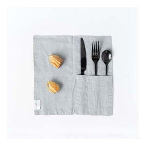 Ľanové vrecko na príbor 2 ks 23x23 cm Light Grey – Linen Tales vyobraziť