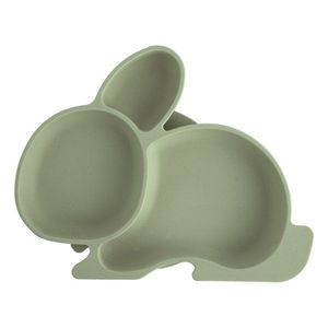 Šalviovozelený silikónový detský tanier 18x23 cm Bunny – Orion vyobraziť