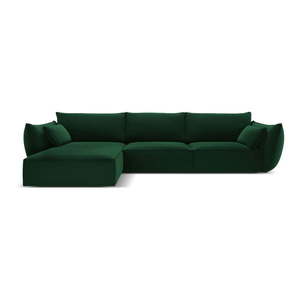 Tmavozelená zamatová rohová pohovka (ľavý roh/s leňoškou) Vanda – Mazzini Sofas vyobraziť