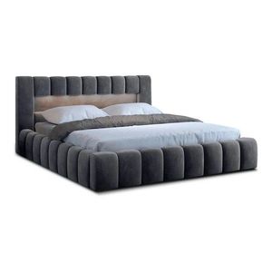 Sivá čalúnená dvojlôžková posteľ s úložným priestorom s roštom 160x200 cm Lamica – ELTAP vyobraziť