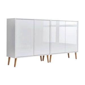 MID.YOU ŠIROKÁ KOMODA, biela, biela s vysokým leskom, 158/86/33 cm vyobraziť