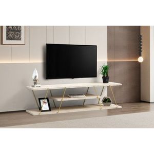 TV stolík Canaz - Gold, Travertine vyobraziť