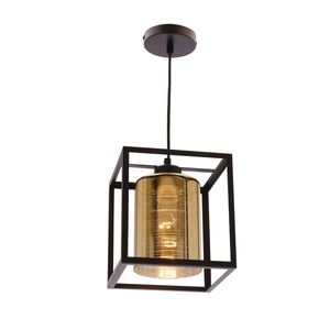 Závesná lampa LURI 1x40W E27 čierna so zlatým tienidlom, moderná stropná lampa do obývačky, kuchyne alebo jedálne, elegantný minimalizmus vyobraziť