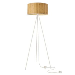 Stojaca lampa RAFFI biela E27 1x40W s borovicovým tienidlom, škandinávsky štýl, ekologická prírodná, do obývačky, spálne, pracovne, stojace osvetlenie vyobraziť