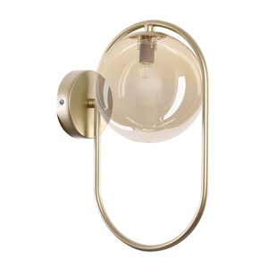 Nástenná lampa CORDEL vo vintage štýle - zlatý mosadzný krúžok s jantárovým guľôčkovým tienidlom - elegantná LED nástenná lampa G9 vyobraziť