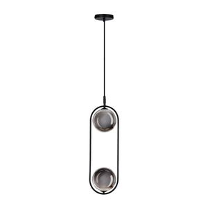Elegantná závesná lampa CORDEL - čierna s grafitovými guľôčkovými tienidlami - minimalistické osvetlenie obývačky 2x G9 LED vyobraziť