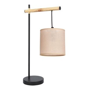 Kombinovaná stolová lampa čierna 1x60W E27 béžové tienidlo vyobraziť