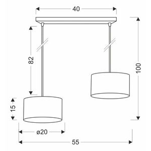 Závesná lampa PANDY čierna 2x40W E27 tienidlo sivá+zlatá vyobraziť