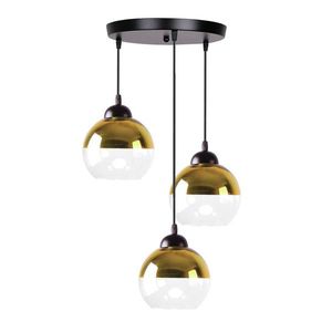 Závesná lampa Contessa, čierna, 3x40, E27, zlaté tienidlo vyobraziť
