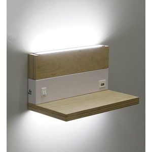 Drevená nástenná lampa + biela s poličkou LED 4000k - POSLEDNÝ KUS vyobraziť