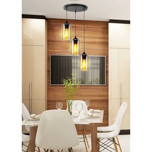 Závesná lampa 3xE27 35cm čierna/hnedá Bistro vyobraziť