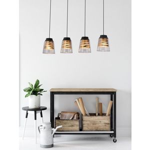 Čierno-zlatá závesná lampa zo skla 4xE27 Fresno vyobraziť
