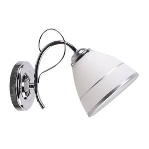 Chrómová nástenná lampa, sklo, biele tienidlo, s vypínačom, Elotte vyobraziť