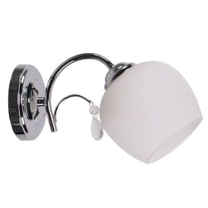 Nástenná lampa chrómové sklo biele tienidlo s krištáľom 40W Zachera vyobraziť