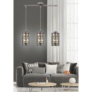 Závesná lampa chrómová, sklenené tienidlo 3D, 3x40W, Nocturno vyobraziť