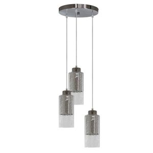 Strieborná stropná závesná lampa, sklenené tienidlá, 3x60W Libano vyobraziť