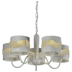 Závesná lampa biela s korálkovým lustrom 5xE27 Antonio vyobraziť