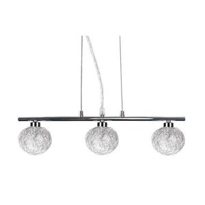 Závesná lampa s chrómovým tienidlom zo skla s opleteným tienidlom 3x40W, guľa vyobraziť