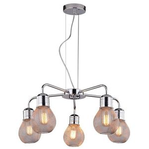 Závesná lampa s chrómovým drôteným tienidlom 5x60W, nastaviteľná vyobraziť