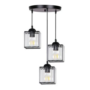 Závesná lampa Glassia, čierna, 3x40, E27, čierne tienidlo + číre kryštály vyobraziť