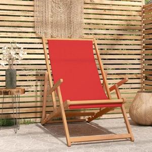 Skladacie plážové kreslo teak Dekorhome Červená vyobraziť
