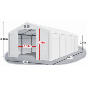 Skladový stan 5x10x2, 5m strecha PVC 560g/m2 boky PVC 500g/m2 konštrukcie ZIMA PLUS Bílá Bílá Bílá vyobraziť