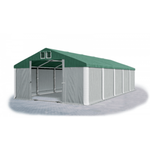 Skladový stan 5x10x2, 5m strecha PVC 560g/m2 boky PVC 500g/m2 konštrukcie ZIMA PLUS Zelená Šedá Bílá vyobraziť