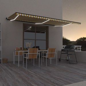 Ručne zaťahovacia markíza s LED svetlom 100 cm Dekorhome Krémová vyobraziť