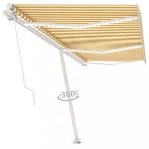 Ručne zaťahovacia markíza s LED svetlom 300 cm Dekorhome Krémová vyobraziť