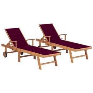 Záhradné lehátko 2ks masívny teak / látka Dekorhome vyobraziť