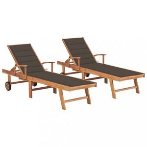 Záhradné lehátko 2ks masívny teak / látka Dekorhome vyobraziť