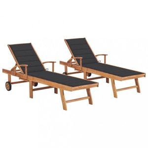 Záhradné lehátko 2ks masívny teak / látka Dekorhome vyobraziť