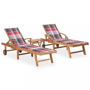 Záhradné lehátko 2ks so stolíkom teak / látka Dekorhome vyobraziť