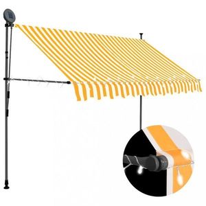 Ručne zaťahovacia markíza s LED svetlom 300 cm Dekorhome Biela / oranžová vyobraziť